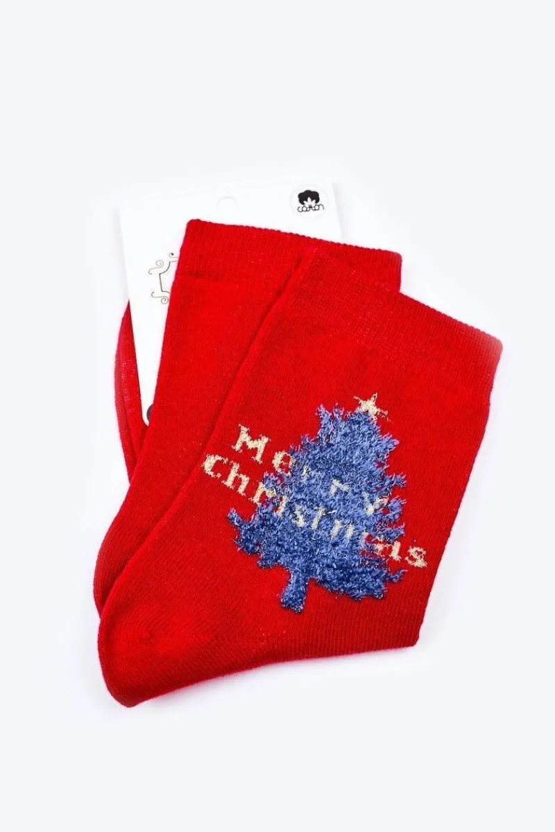 Skarpetki|Skarpetki>Boto Świąteczne Bawełniane Skarpetki Merry Christmas Czerwone