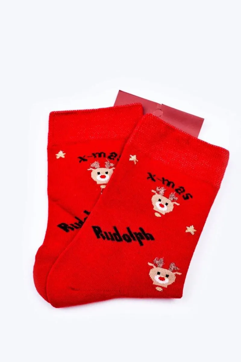 Skarpetki|Skarpetki>Boto Świąteczne Bawełniane Skarpetki RUDOLPH Czerwone