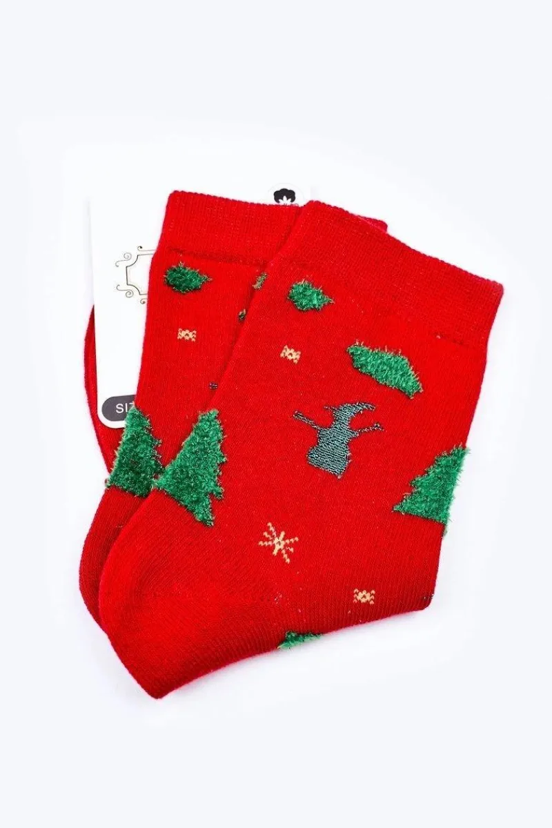 Skarpetki|Skarpetki>Boto Świąteczne Bawełniane Skarpetki W Choinki Czerwone