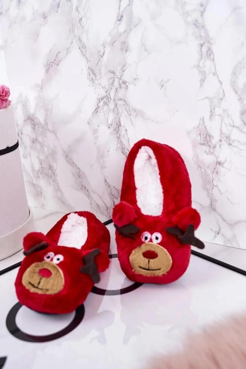 Hot Świąteczne Dziecięce Papcie Z Reniferem2 Czerwone Xmas Dzieci Chłopięce|Dziewczęce