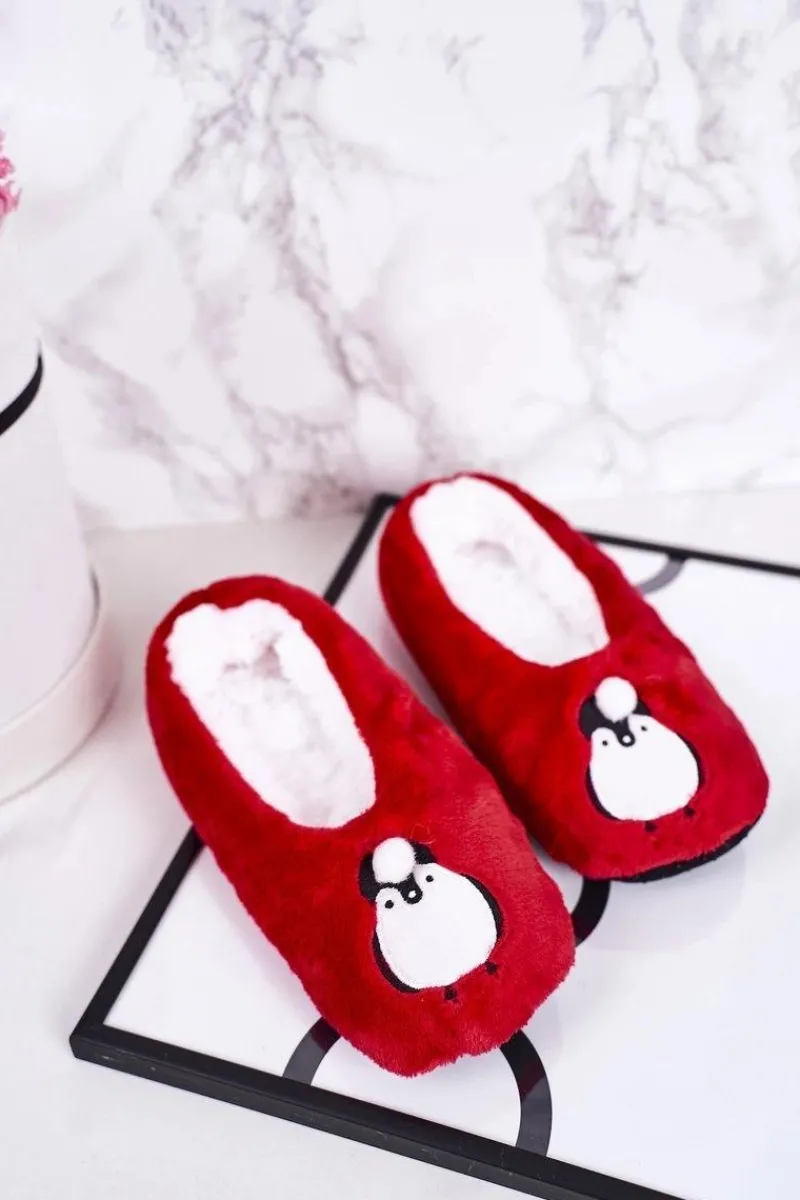 Sale Świąteczne Dziecięce Papcie Z Pingwinem Czerwone Let It Snow Dzieci Chłopięce|Dziewczęce