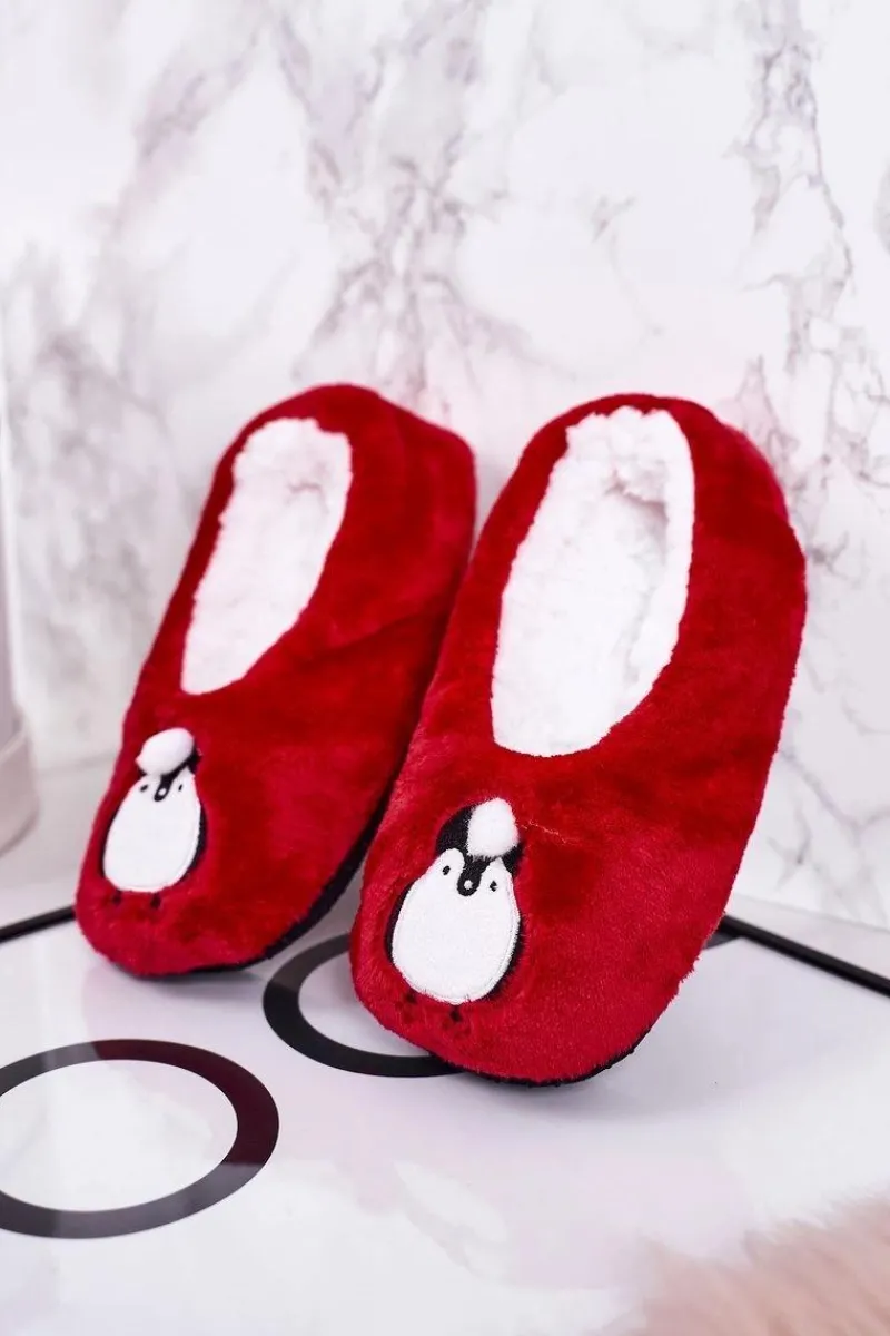 Sale Świąteczne Dziecięce Papcie Z Pingwinem Czerwone Let It Snow Dzieci Chłopięce|Dziewczęce