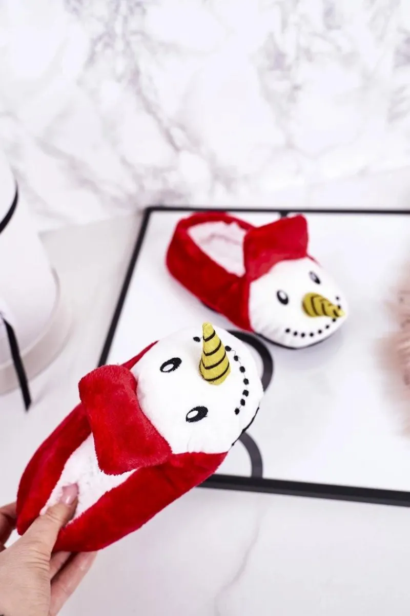 Chłopięce|Dziewczęce>Boto Świąteczne Dziecięce Papcie Z Bałwanem Czerwone Xmas