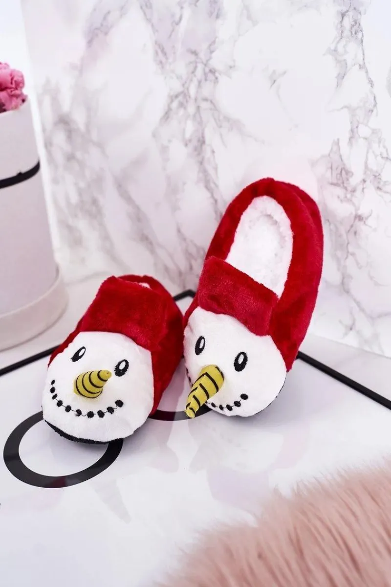 Chłopięce|Dziewczęce>Boto Świąteczne Dziecięce Papcie Z Bałwanem Czerwone Xmas