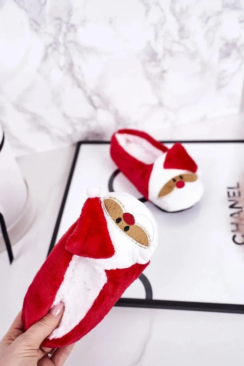 New Boto Świąteczne Dziecięce Papcie Z Mikołajem1 Czerwone Xmas