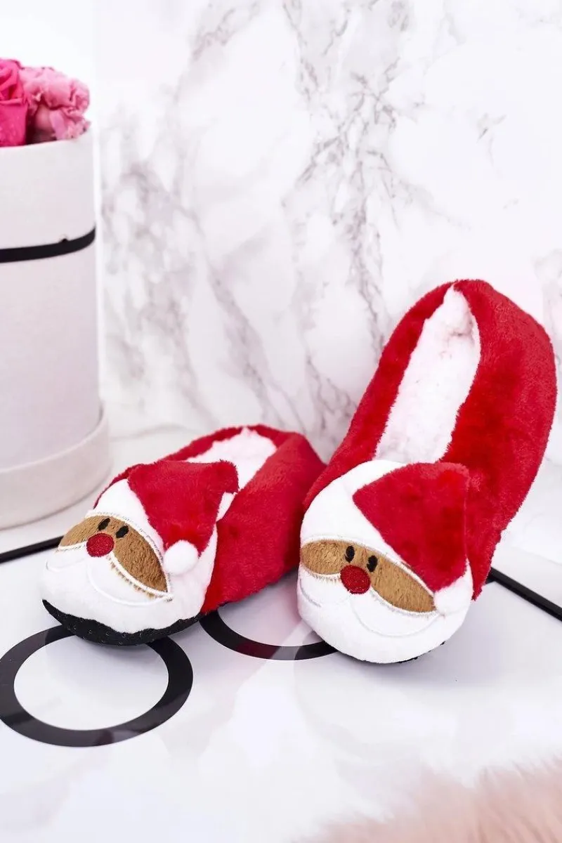 New Boto Świąteczne Dziecięce Papcie Z Mikołajem1 Czerwone Xmas