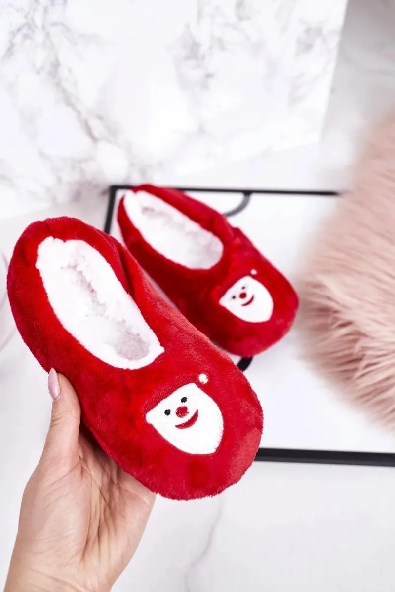 Hot Boto Świąteczne Dziecięce Papcie Z Mikołajem Czerwone Let It Snow