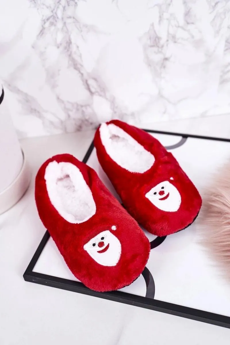 Hot Boto Świąteczne Dziecięce Papcie Z Mikołajem Czerwone Let It Snow