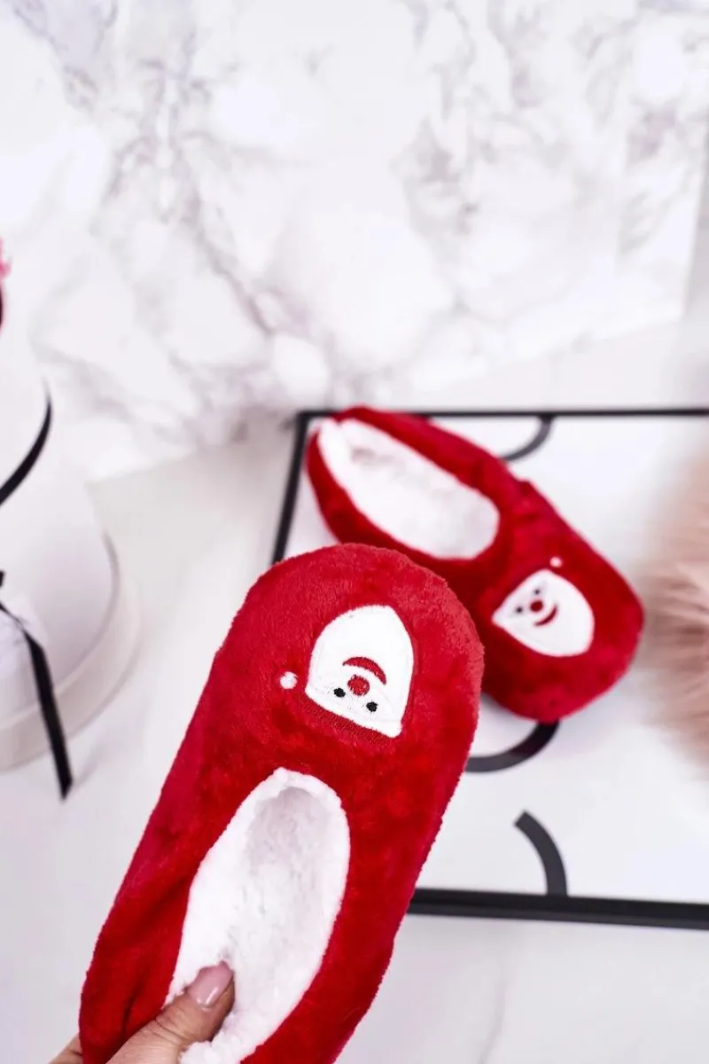 Hot Boto Świąteczne Dziecięce Papcie Z Mikołajem Czerwone Let It Snow