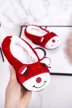 Discount Boto Świąteczne Dziecięce Papcie Z Reniferem1 Czerwone Xmas