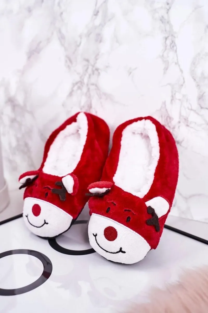 Discount Boto Świąteczne Dziecięce Papcie Z Reniferem1 Czerwone Xmas