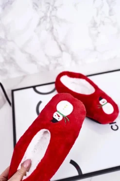 Chłopięce|Dziewczęce>Boto Świąteczne Dziecięce Papcie Z Bałwanem Czerwone Let It Snow