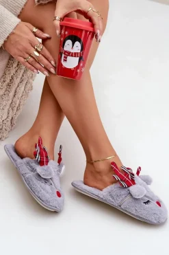 Best Boto Świąteczne Kapcie Z Motywem Renifera Szare Sylaia Szary