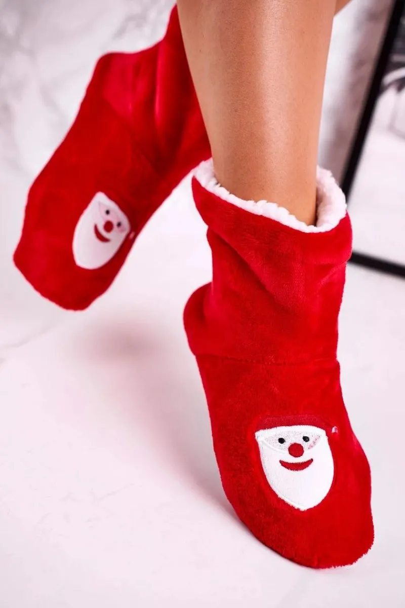 Best Świąteczne Papcie Z Mikołajem Ocieplone Kożuszkiem Holly Damskie Kapcie Klasyczne