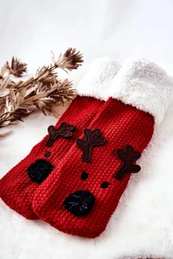 Świąteczne Skarpetki Długie Renifer Czerwone Skarpetki|Skarpetki