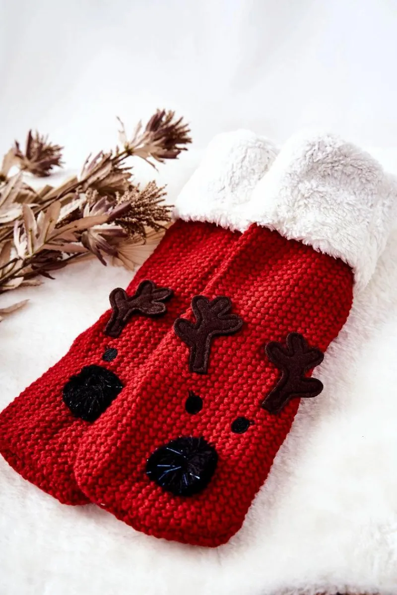 Świąteczne Skarpetki Długie Renifer Czerwone Skarpetki|Skarpetki