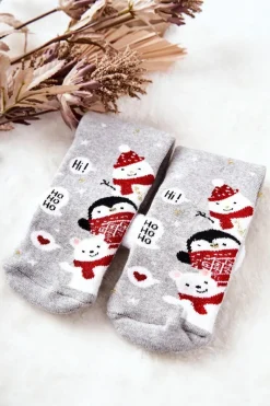 Skarpetki|Skarpetki>Aura.via Świąteczne Skarpetki Ho Ho Ho! Szare