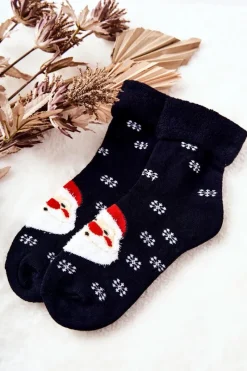 Skarpetki|Skarpetki>Aura.via Świąteczne Skarpetki Mikołaj Granatowe