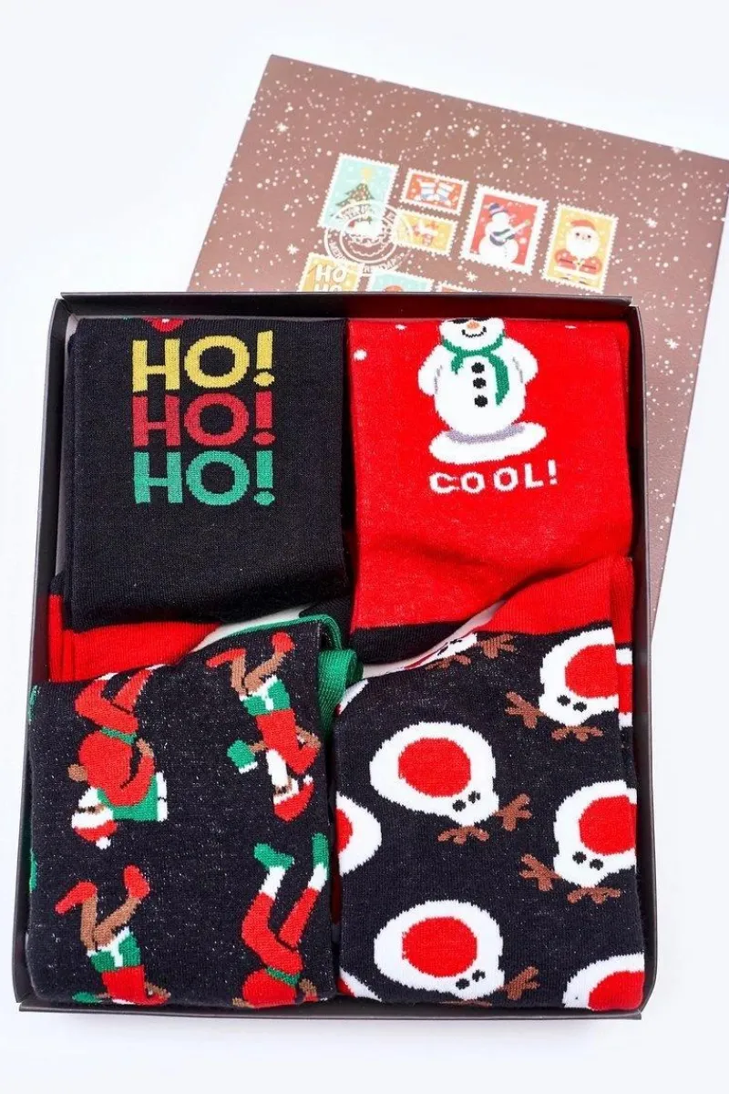 Sale Świąteczny Zestaw Męskich Skarpetek Czerń/Czerwień Skarpetki|Skarpetki