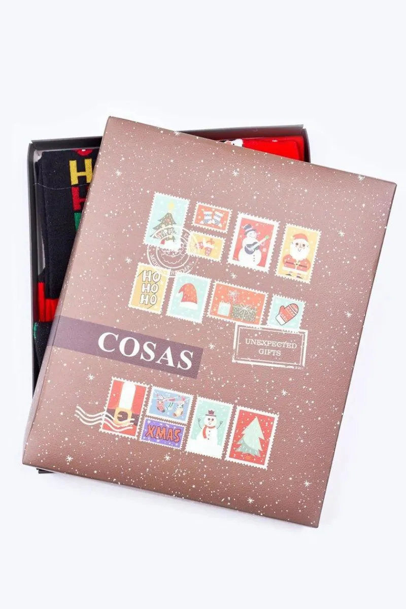 Sale Świąteczny Zestaw Męskich Skarpetek Czerń/Czerwień Skarpetki|Skarpetki