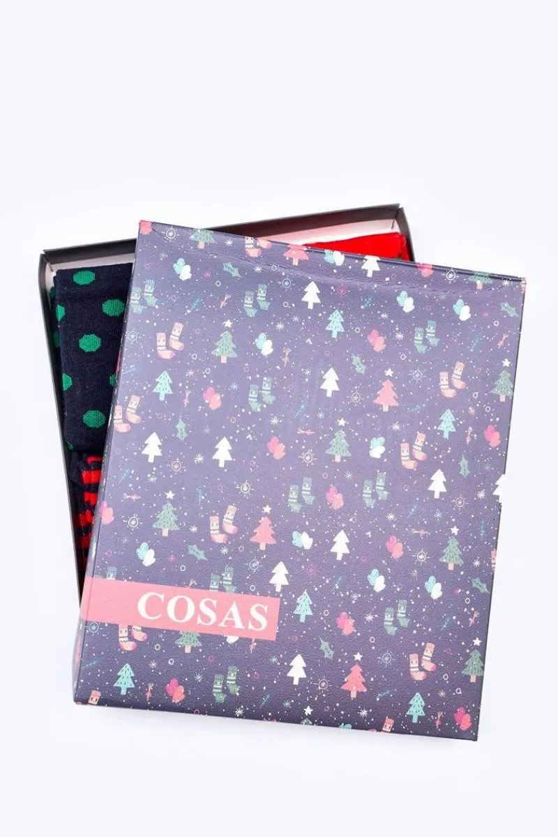 Skarpetki|Skarpetki>COSAS Świąteczny Zestaw Męskich Skarpetek Granat/Czerwień