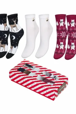 Skarpetki|Skarpetki>Milena Świąteczny Zestaw Skarpetek Damskich 3-Pak Wzór 1 Wielokolorowy