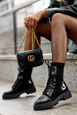 Czarne Botki|Botki Zimowe Damskie><noscript><img width=