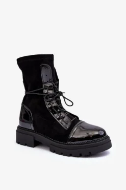 Czarne Botki|Botki Zimowe Damskie><noscript><img width=