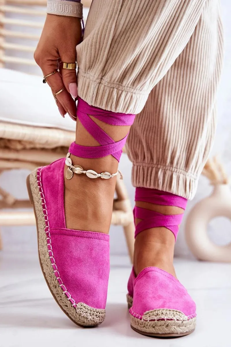 Boto Wiązane Zamszowe Espadryle Fuksja Ismanne