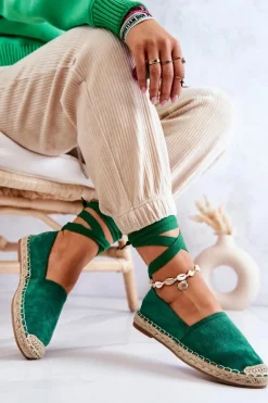Czarne Espadryle>Boto Wiązane Zamszowe Espadryle Ciemnozielone Ismanne