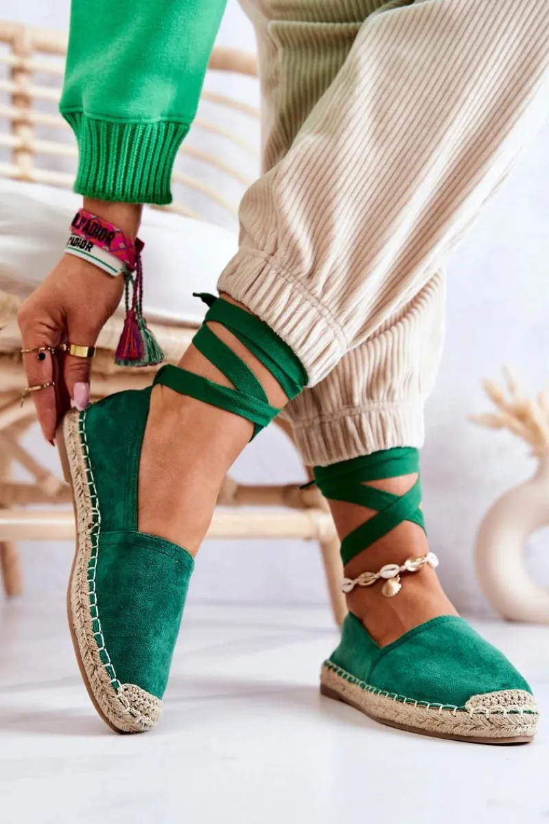 Czarne Espadryle>Boto Wiązane Zamszowe Espadryle Ciemnozielone Ismanne