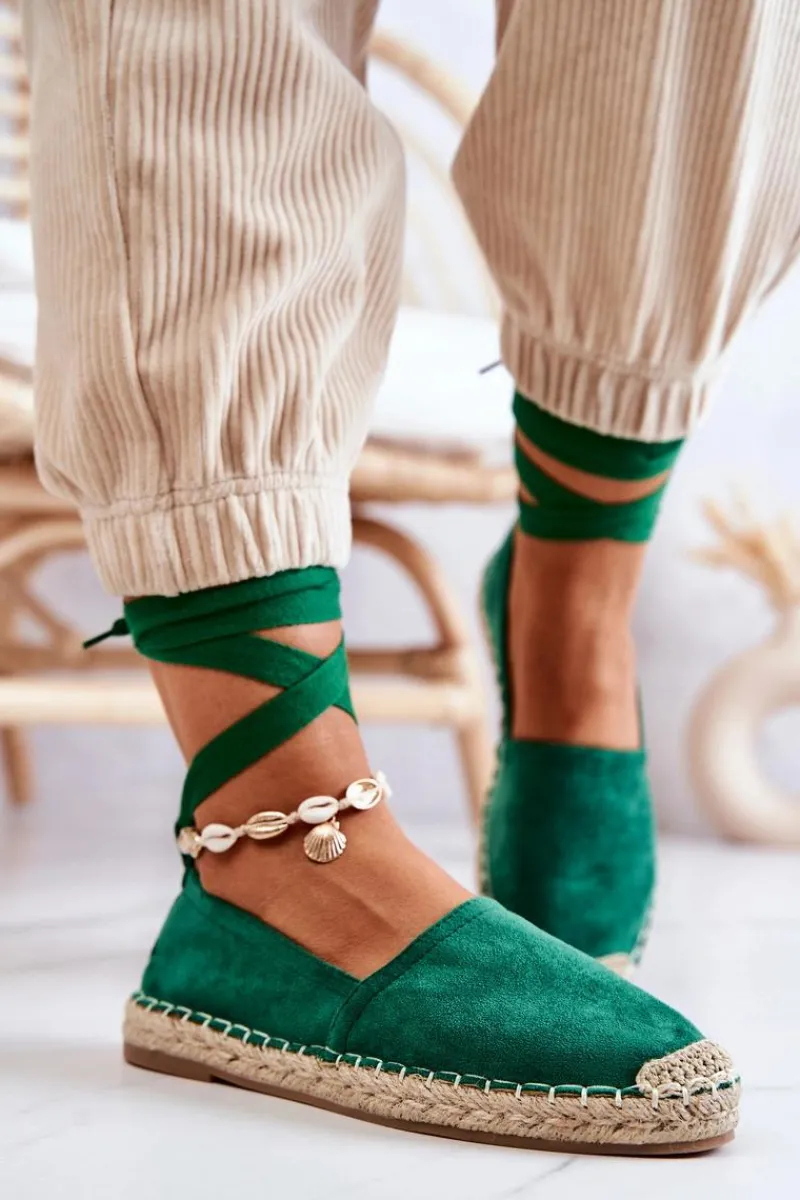 Czarne Espadryle>Boto Wiązane Zamszowe Espadryle Ciemnozielone Ismanne