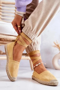 Czarne Espadryle>Boto Wiązane Zamszowe Espadryle Żółte Ismanne
