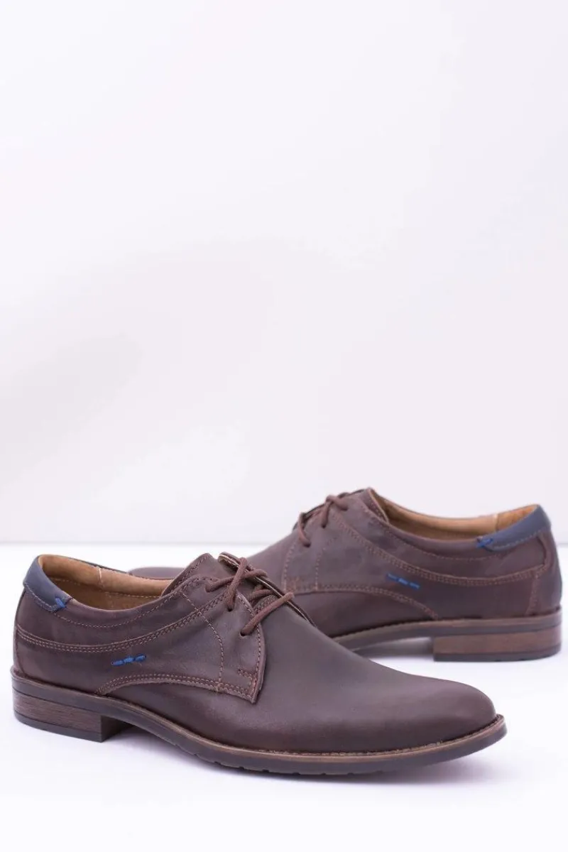 Półbuty Casual>Boto Wizytowe Męskie Skórzane Półbuty Brąz Santiago