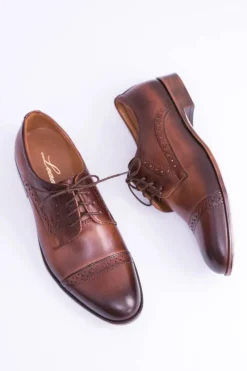 New Boto Wizytowe Męskie Skórzane Półbuty Gerard Brązowe