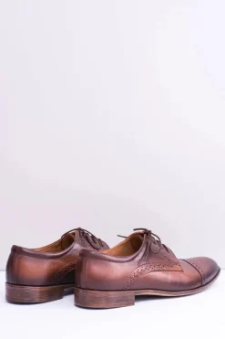 New Boto Wizytowe Męskie Skórzane Półbuty Gerard Brązowe