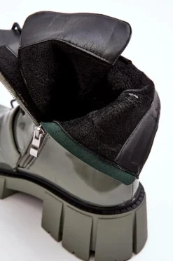 New Damskie buty S.Barski Workery Botki Damskie Lakierowane Zielone S.Barski MR870-61