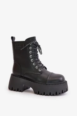 Outlet GOE Workery Botki Damskie Ocieplane Ze Skóry Naturalnej OO2N4123