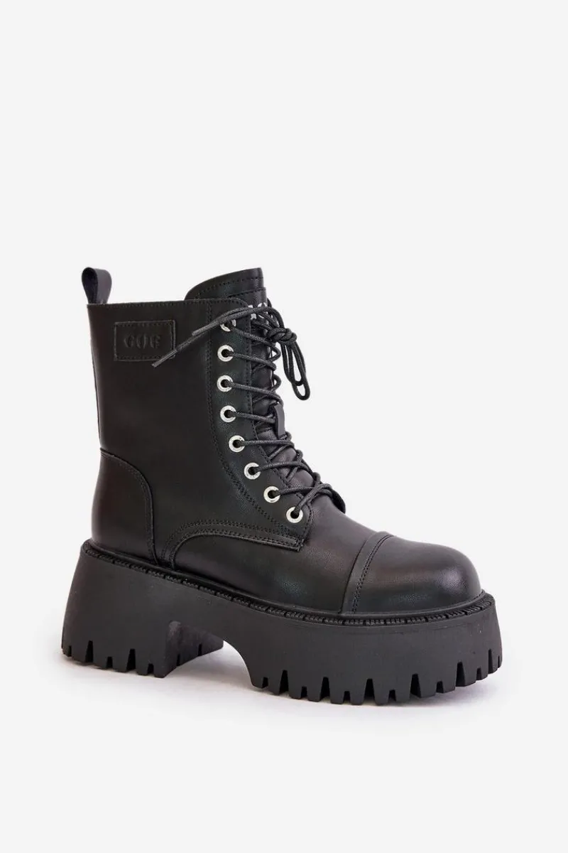 Outlet GOE Workery Botki Damskie Ocieplane Ze Skóry Naturalnej OO2N4123