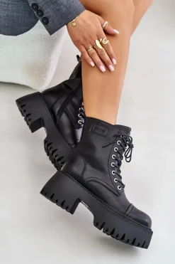 Outlet GOE Workery Botki Damskie Ocieplane Ze Skóry Naturalnej OO2N4123