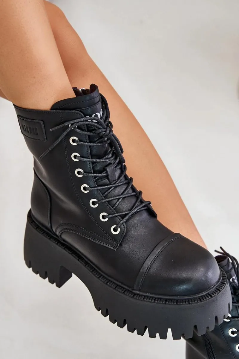 Outlet GOE Workery Botki Damskie Ocieplane Ze Skóry Naturalnej OO2N4123