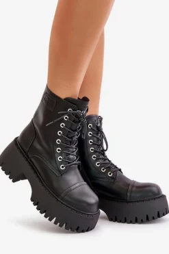 Outlet GOE Workery Botki Damskie Ocieplane Ze Skóry Naturalnej OO2N4123