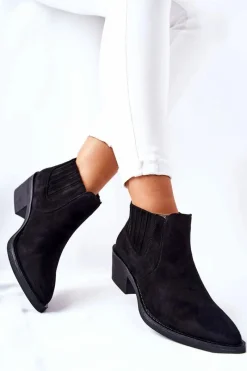 Best Boto Wsuwane Botki Zamszowe Czarne Assanella