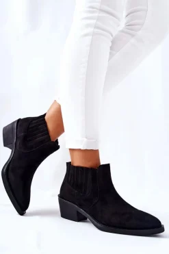 Best Boto Wsuwane Botki Zamszowe Czarne Assanella