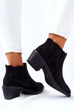 Best Boto Wsuwane Botki Zamszowe Czarne Assanella