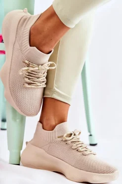 Sneakersy Damskie>Boto Wsuwane Buty Sportowe Damskie Jasnobeżowe Dalmiro