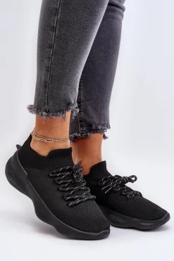 Sneakersy Damskie>Boto Wsuwane Buty Sportowe Damskie Czarne Juhitha