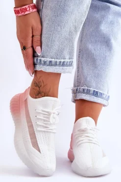 Online Boto Wsuwane Buty Sportowe Ombre Biało-Różowe Boston