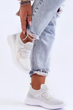 Sale Boto Wsuwane Damskie Buty Sportowe Białe Hold Me!