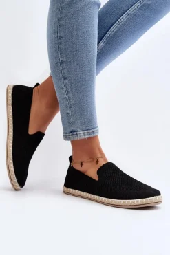 Trampki Damskie Slip-On>Boto Wsuwane Damskie Espadryle Czarne Harmonie